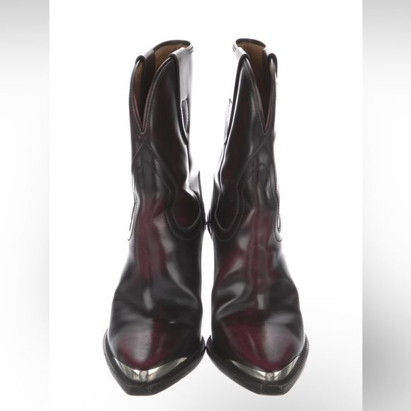 Isabel Marant Leyane embellished glossed-leather ankle western cowboy boots - Picture 3 of 5